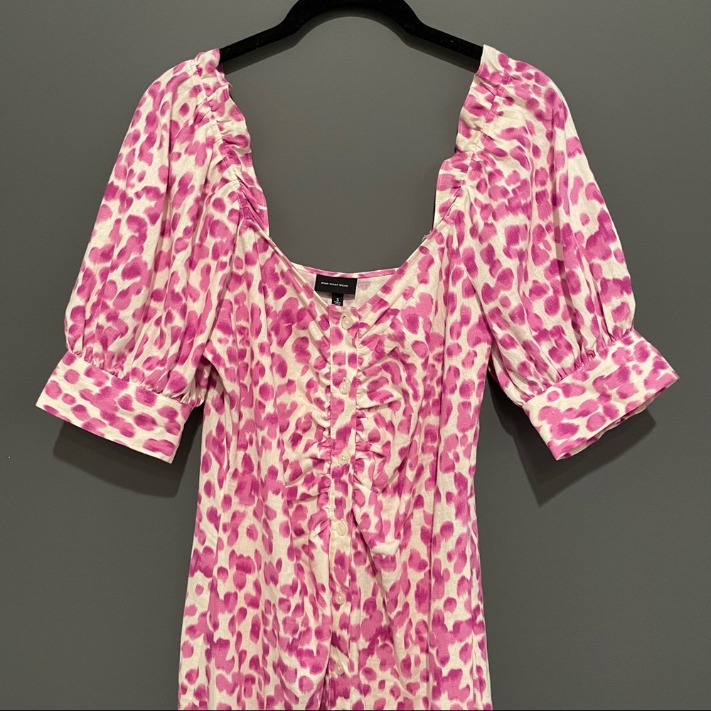 Who What Wear Linen Blend Leopard Midi Dress Size Small - Picture 10 of 13